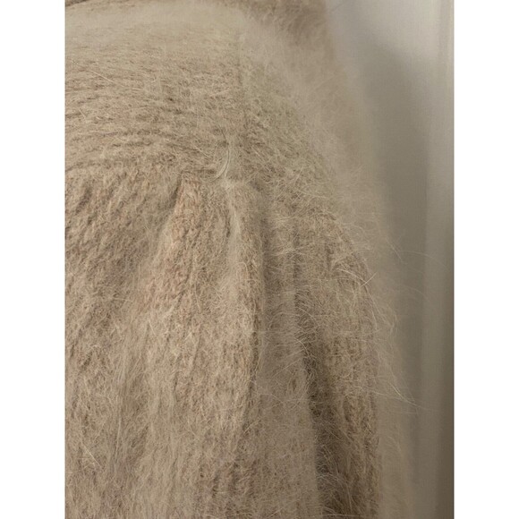 Vintage Women's XL Open Front Cardigan Beige Angora Wool Fuzzy Soft Lined Japan - Picture 5 of 9